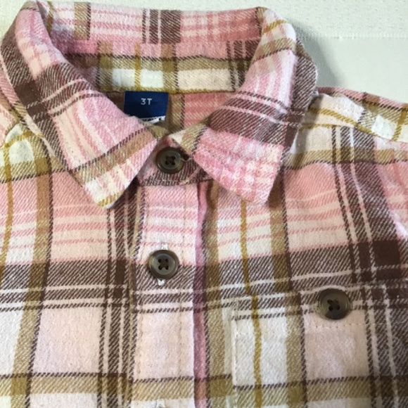 Old Navey, Girls Pink and Camel Flannel Shirt, Size 3T - Picture 2 of 5